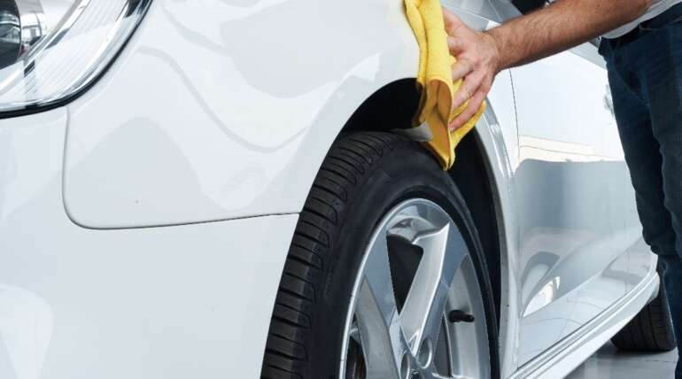 cleaning the car