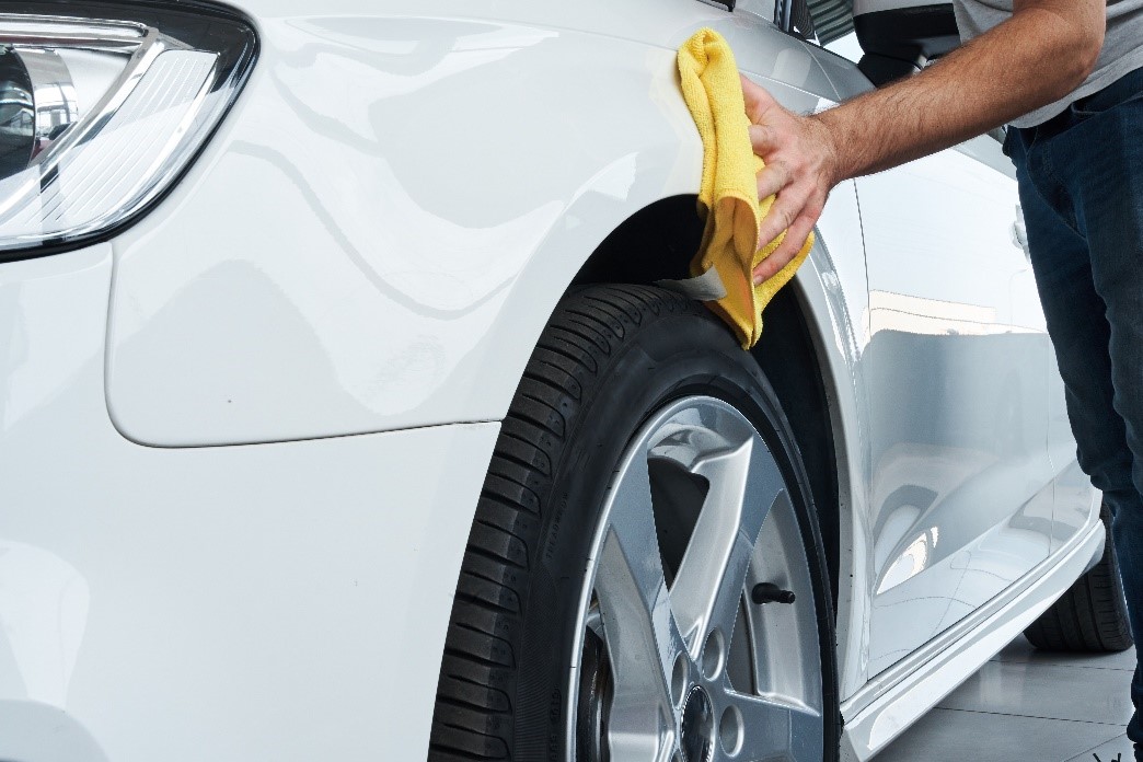 cleaning the car